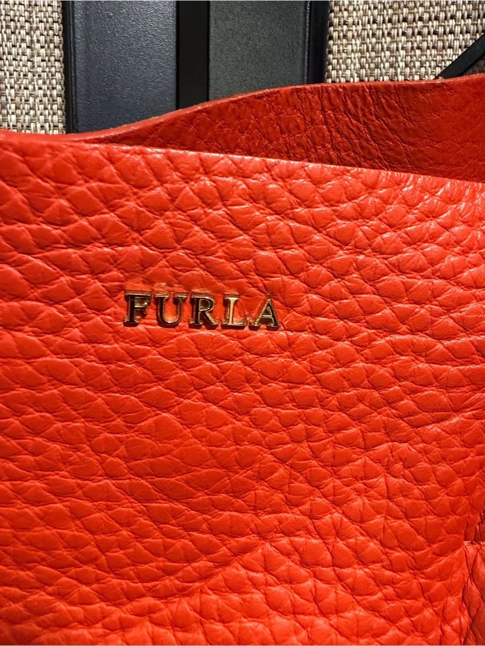 Furla Vibrant Blood Orange Pebbled Leather Hobo Bag - *LIKE NEW*